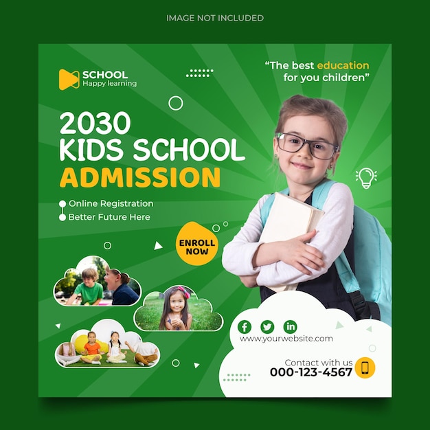 School admission Instagram post template for junior and senior high school promotion banner