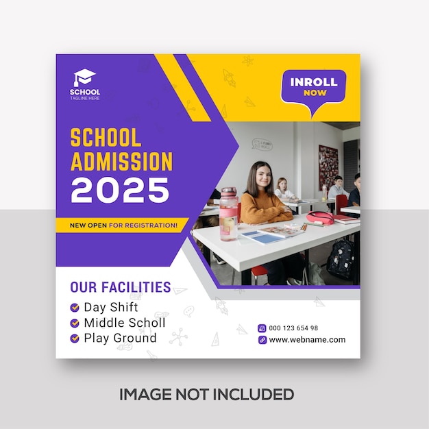 School admission instagram post template for junior and senior high school promotion banner