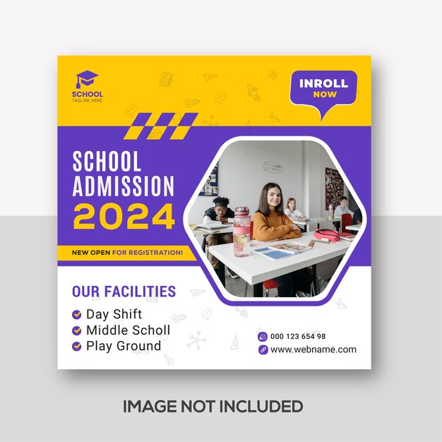 School admission instagram post template for junior and senior high school promotion banner