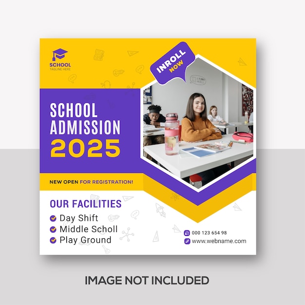 School admission instagram post template for junior and senior high school promotion banner