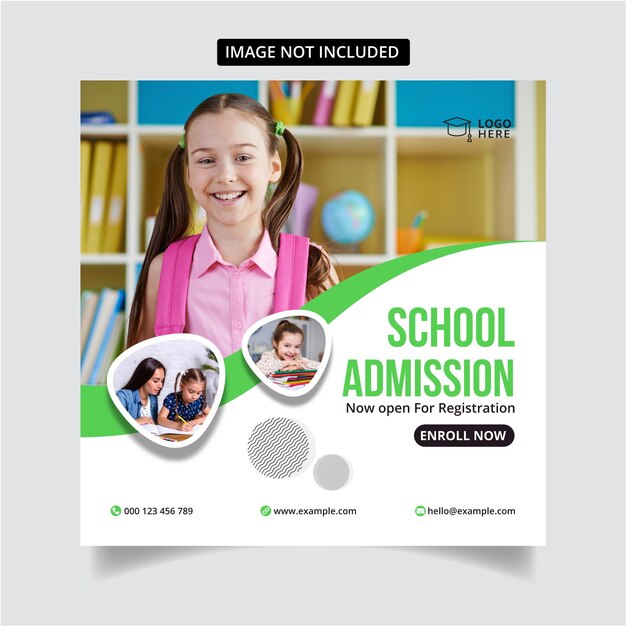 School Admission Instagram social media Post template