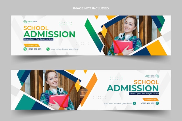 School admission linkedin cover banner template