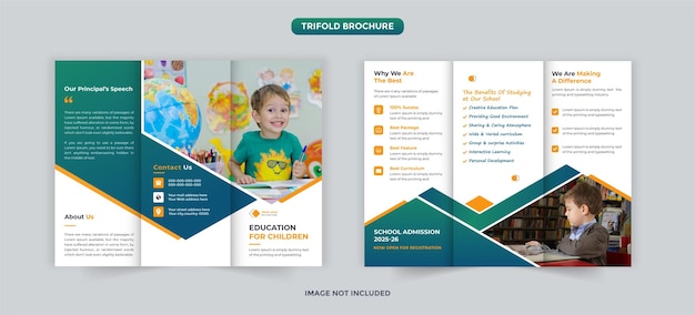 School admission modern trifold brochure design template