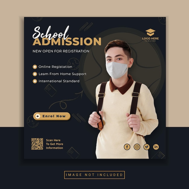 School admission offer template with style minimalistic design for ads and promo posters