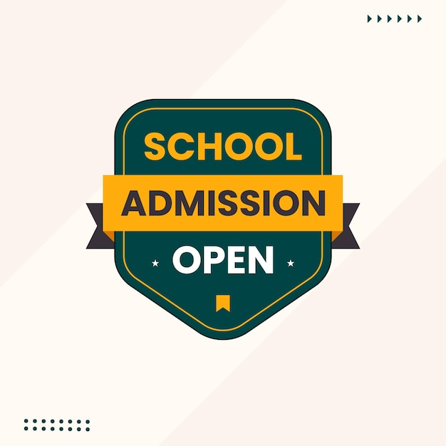 Vector school admission open banner tag abstract shape for social media post template