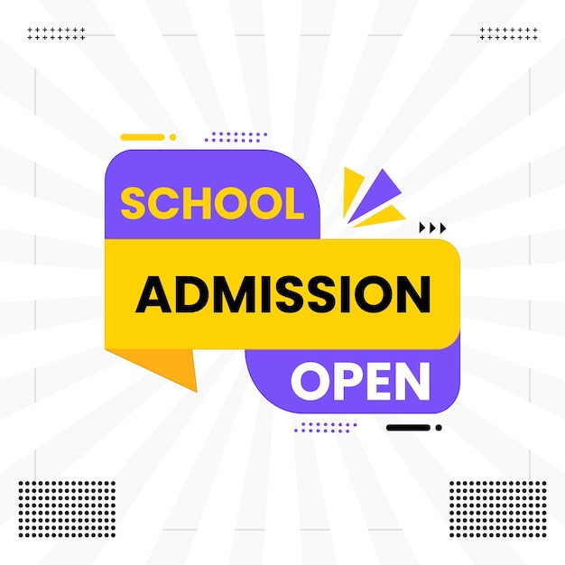 Vector school admission open banner with simple background design