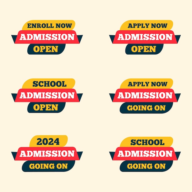 school admission open labels flat design vector