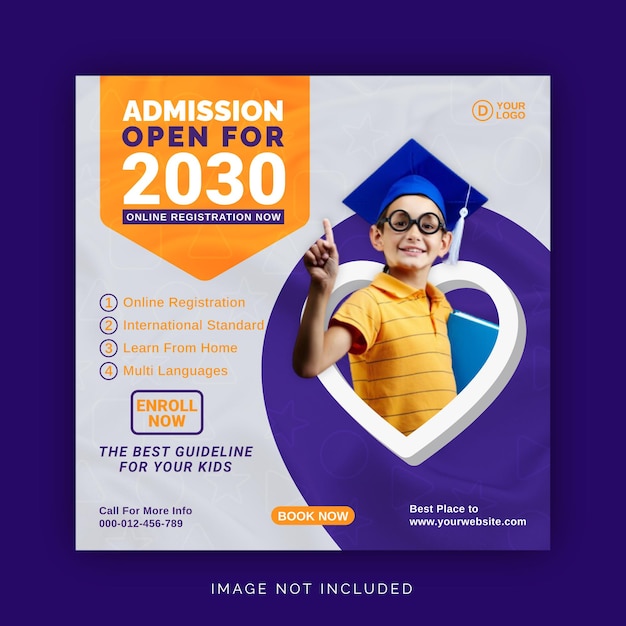 School Admission Open Social Media Banner Instagram Post Template