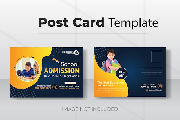 Vector school admission post card design template