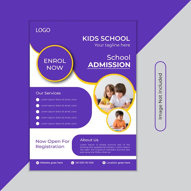 Vector school admission poster and admission flyer design
