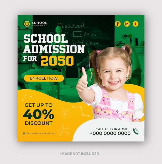 School admission or promotional social media post design