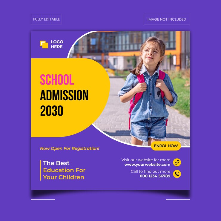 Vector school admission social media banner design