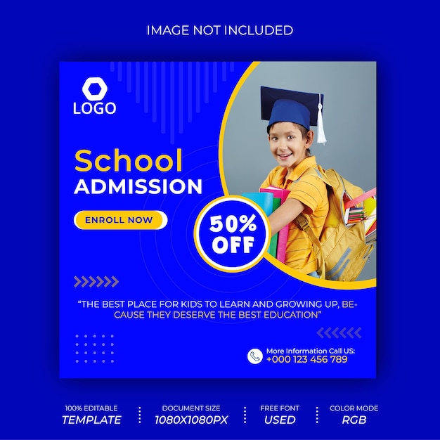 School Admission Social Media Banner Post Design