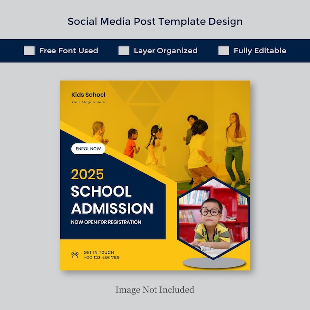 School admission social media banner template premium