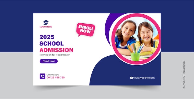 Vector school admission social media banner