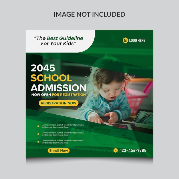 School admission social media design and promotional Instagram banner