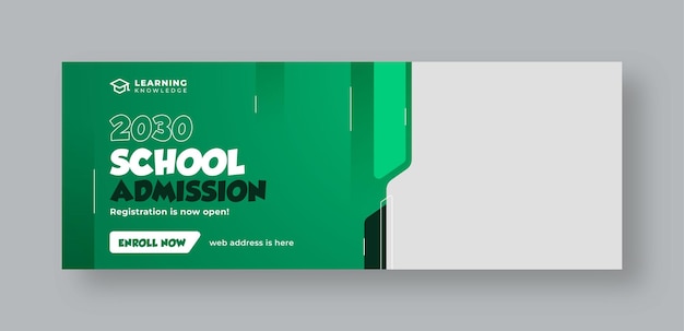 Vector school admission social media facebook cover education back to school promotion web banner