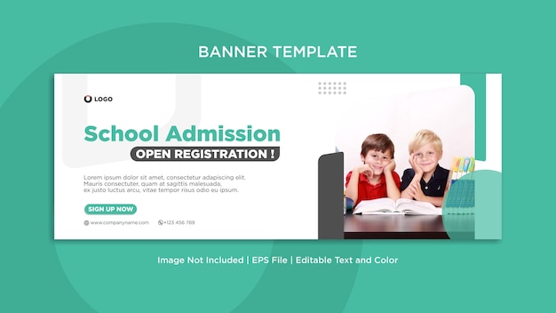 벡터 학교 입학 소셜 미디어 페이스북 표지 또는 배너 템플릿