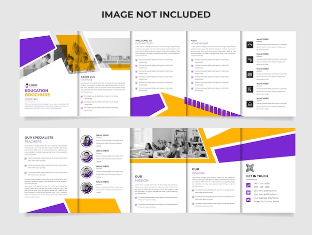 School admission social media Fivefold brochure template. Back to School concept,Creative Brochure