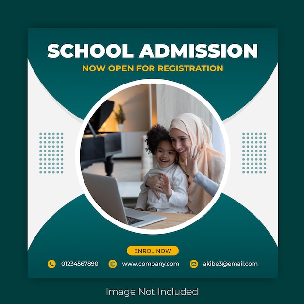 School admission social media Instagram post or back to school square web banner template