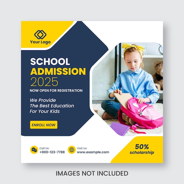 School admission social media and instagram post and banner template design