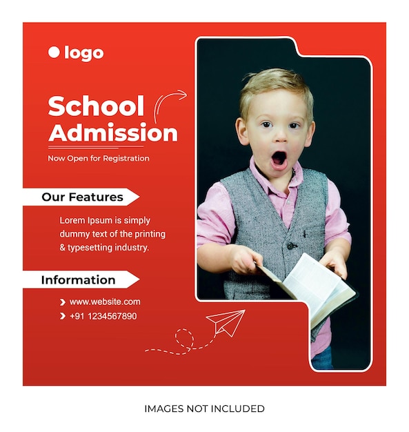 Vector school admission social media and instagram post design template