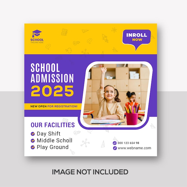 School admission social media instagram post template