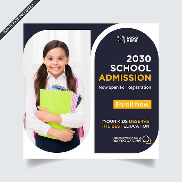 Vector school admission social media instagram post or web banner template