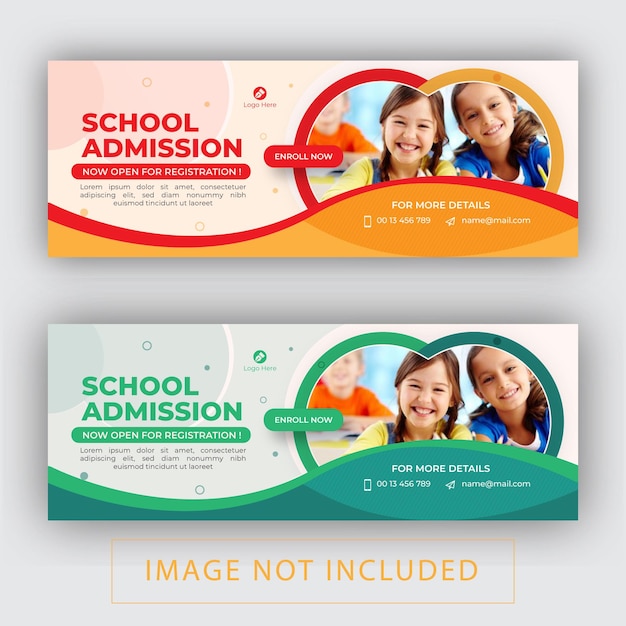 School admission social media post  banner ads template design