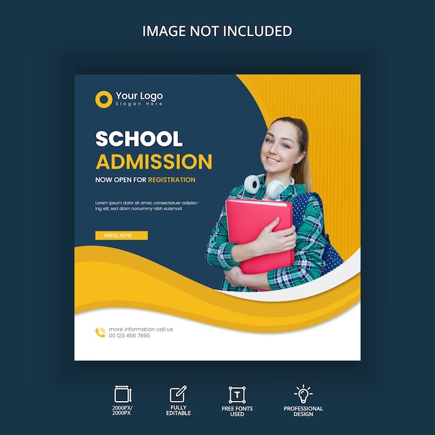 School admission social media post banner design 08