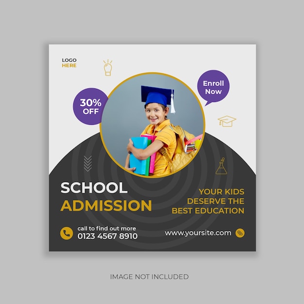 School admission social media post and banner design template