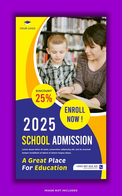 School admission social media post or banner template