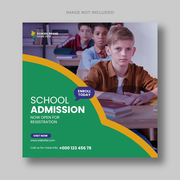 School admission social media post banner template