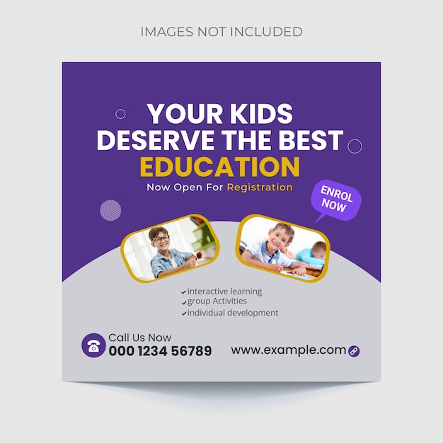 school admission social media post banner template