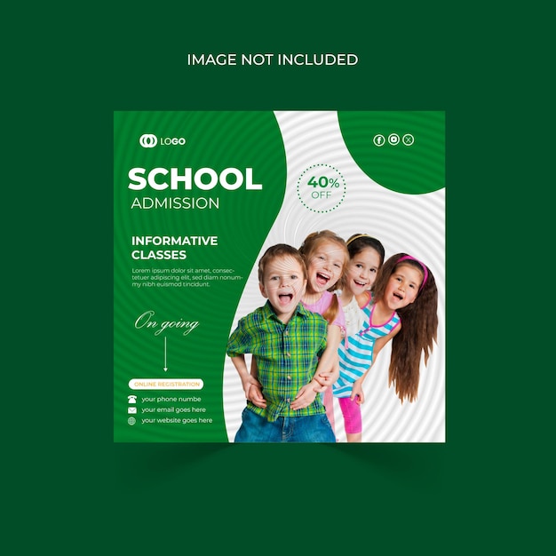 School admission social media post design template