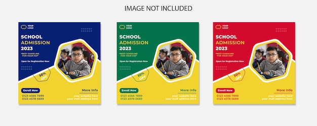 Vector school admission social media post design template