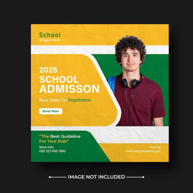 School admission social media post design template