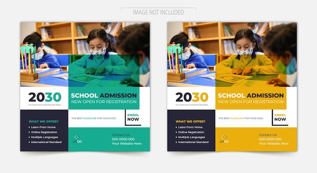 School admission social media post design template