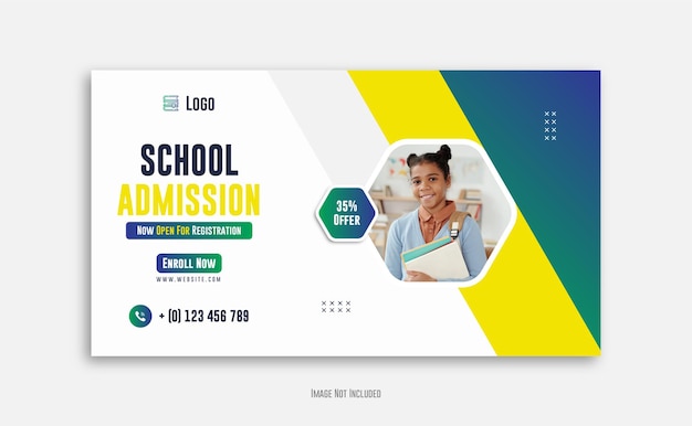 School admission social media  post design or web banner template design