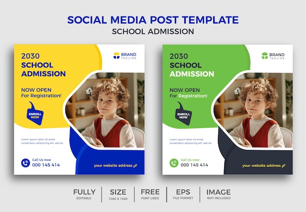 School Admission Social Media Post Education Social Media Post Banner School admission banner