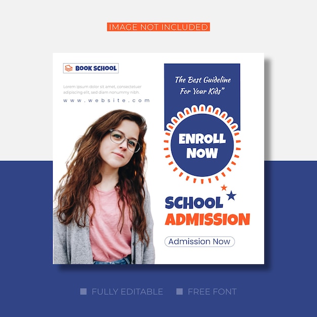 School admission social media post and education web banner