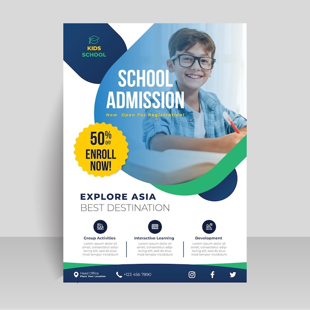 School admission social media post and Flyer and school admission flyer leaflet  template