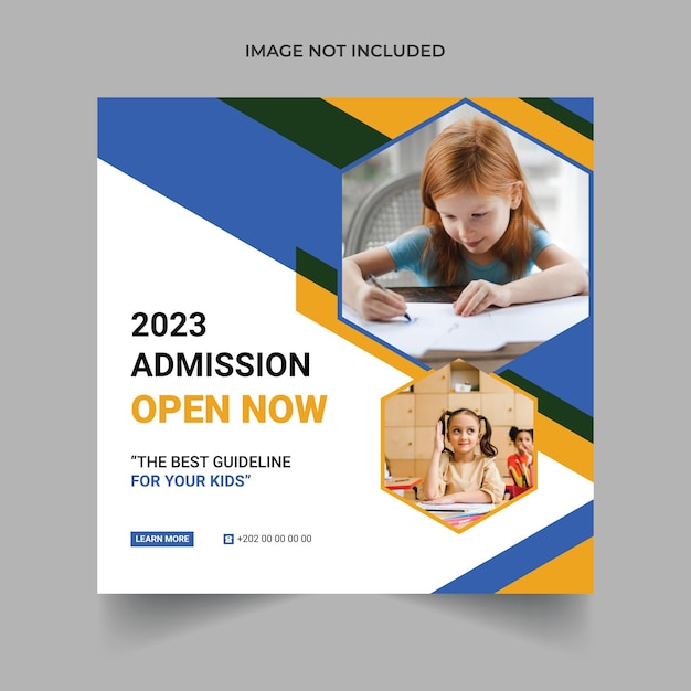 School admission social media post and Instagram banner template