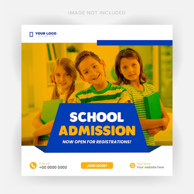 Vector school admission social media post or instagram post design template