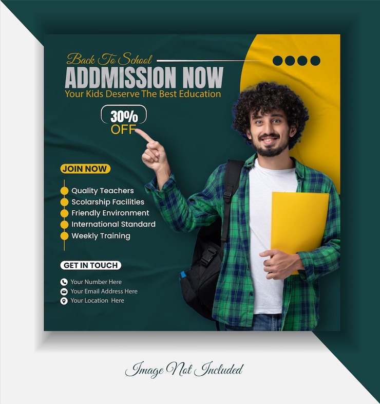 Vector school admission social media post and instagram post design