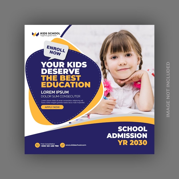 School admission social media post and instagram post template eps