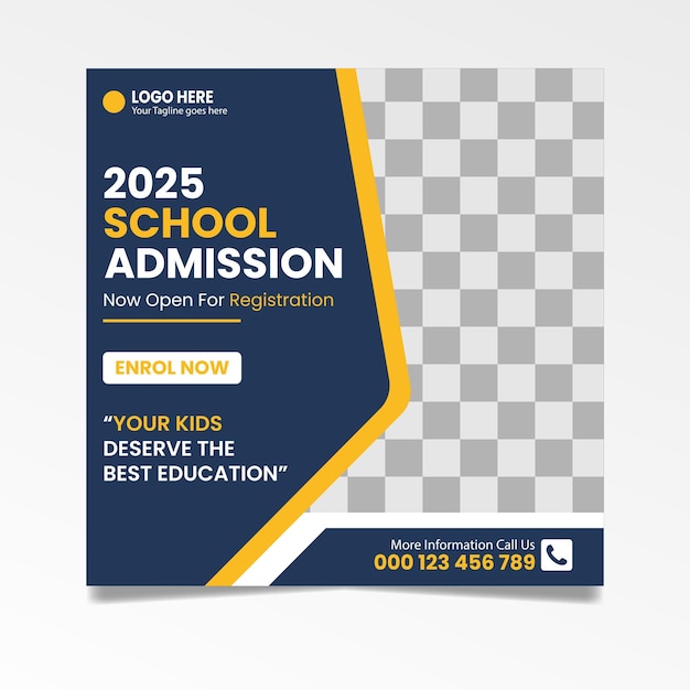 school admission social media post and instagram post template