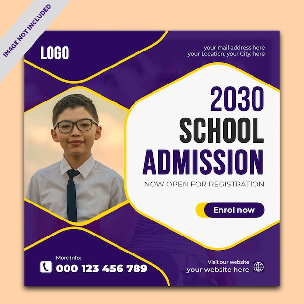 Vector school admission social media post and instagram post template