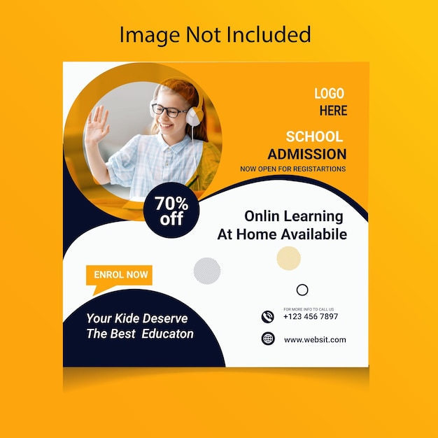 School admission social media post or instagram post template