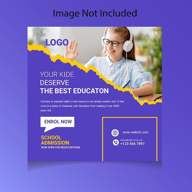 Вектор Прием в школу пост в социальных сетях или шаблон поста в instagram